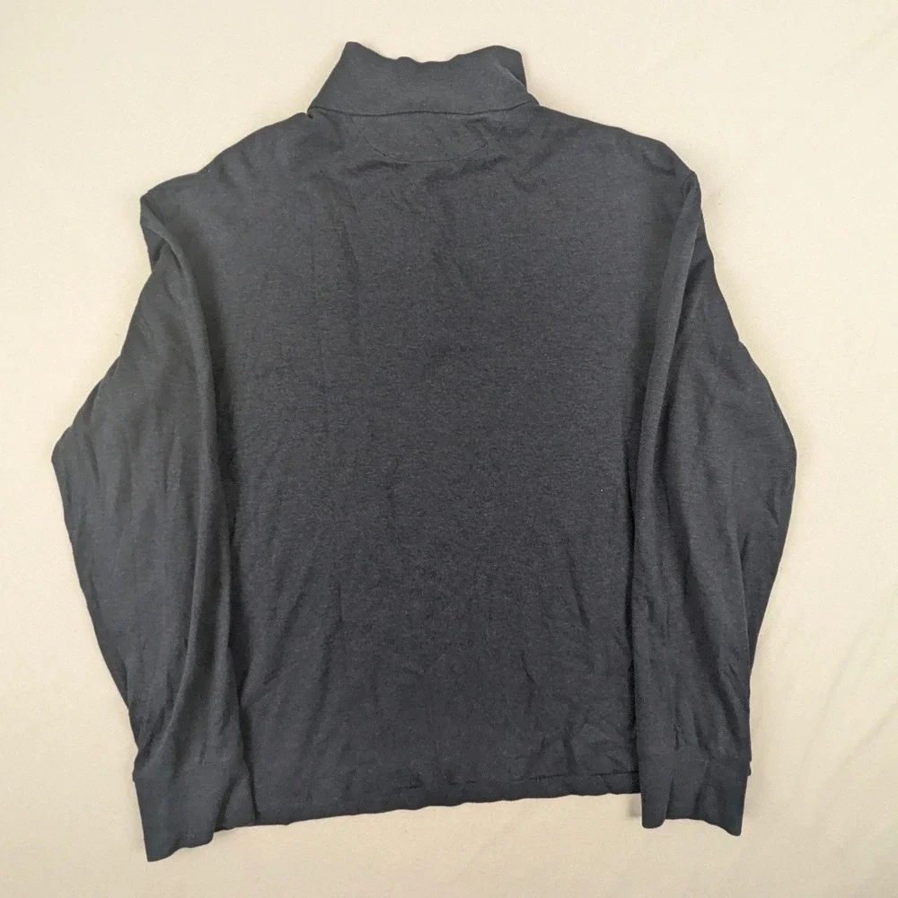 Polo Ralph Lauren Mens Large Navy Blue Heather Quarter Zip Cotton Pullover Logo